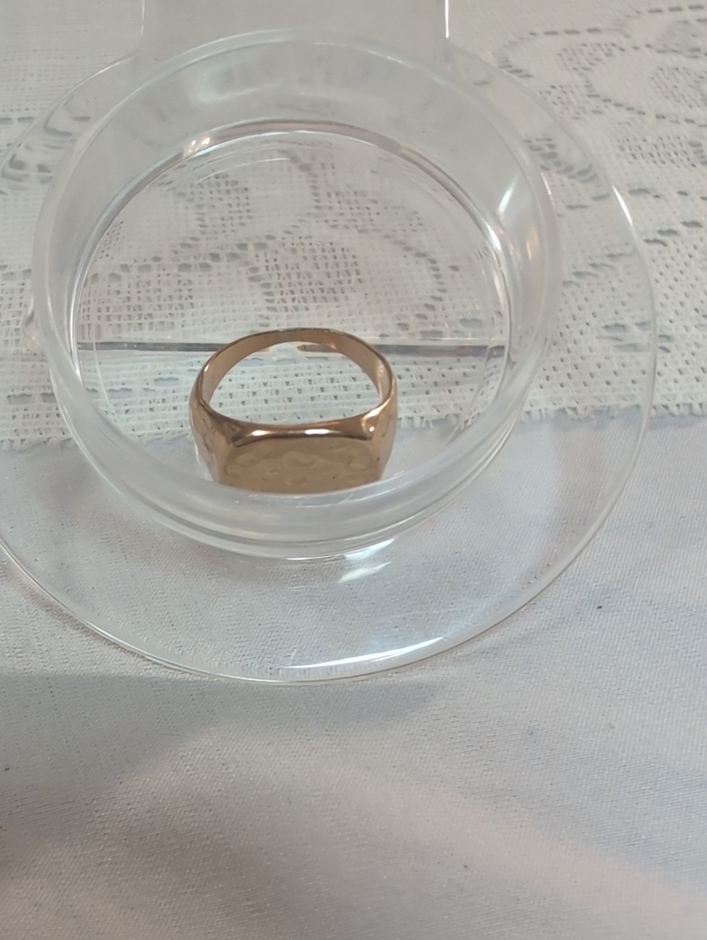 Gold-Tone Textured Signet Ring - Size 7 - Picture 4 of 4